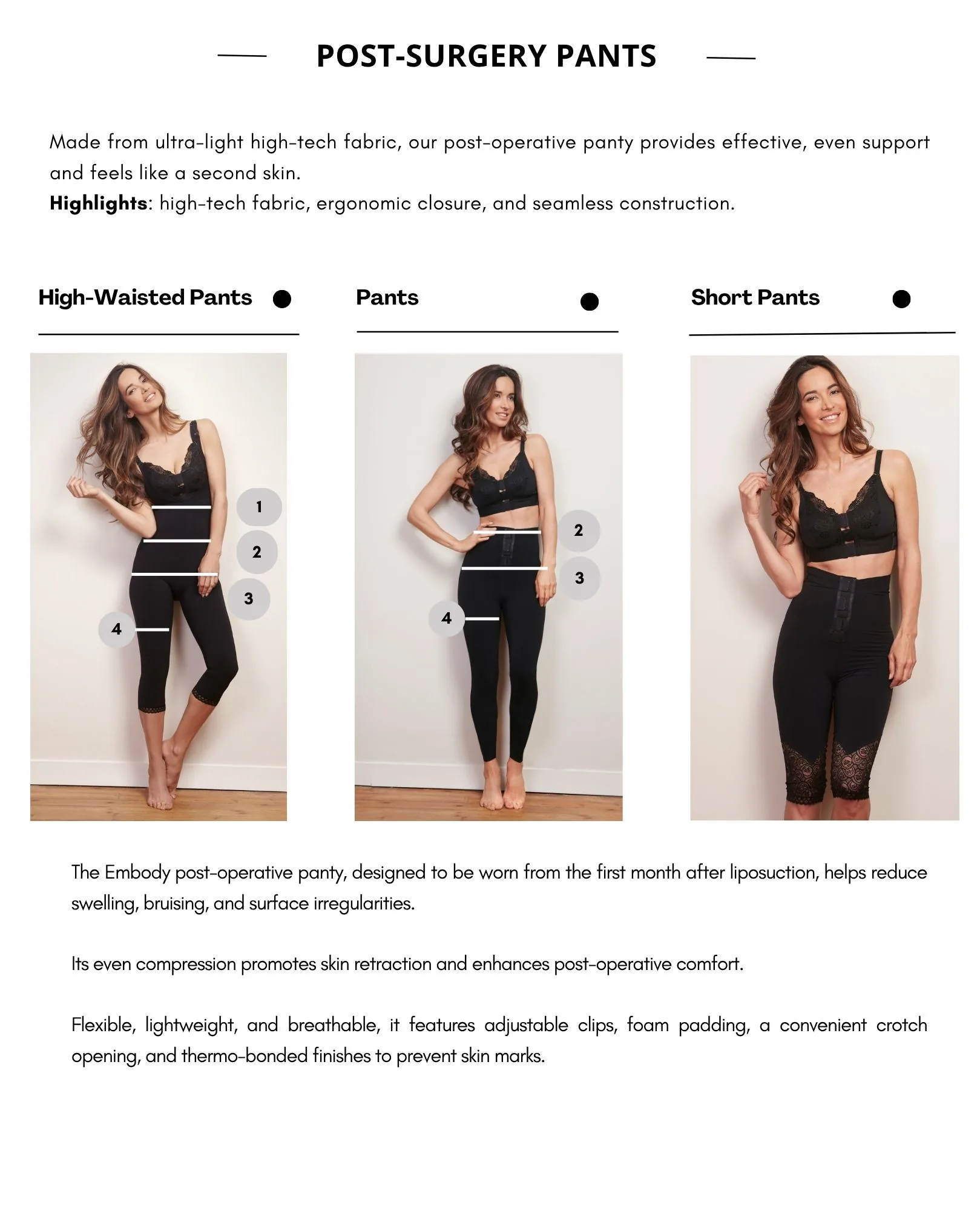 Kompressionshose nach Fettabsaugung – High-Waist ¾ mit offenem Schritt | Embody – Ansicht 12